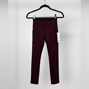 Athleta Burgundy Laser Cut Tights